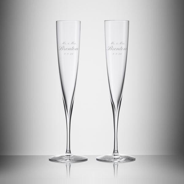 Waterford Elegance Trumpet Champagne Flutes, 5oz, Set of 2 lifetime engraving