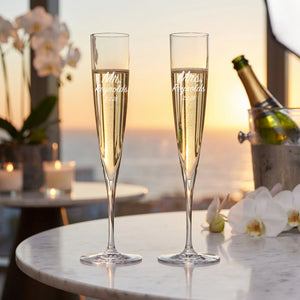 Waterford Elegance Trumpet Champagne Flutes, 5oz, Set of 2 lifetime engraving