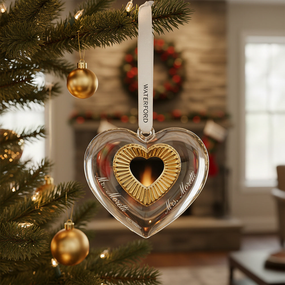Waterford Heart Ornament with Gold, 3"