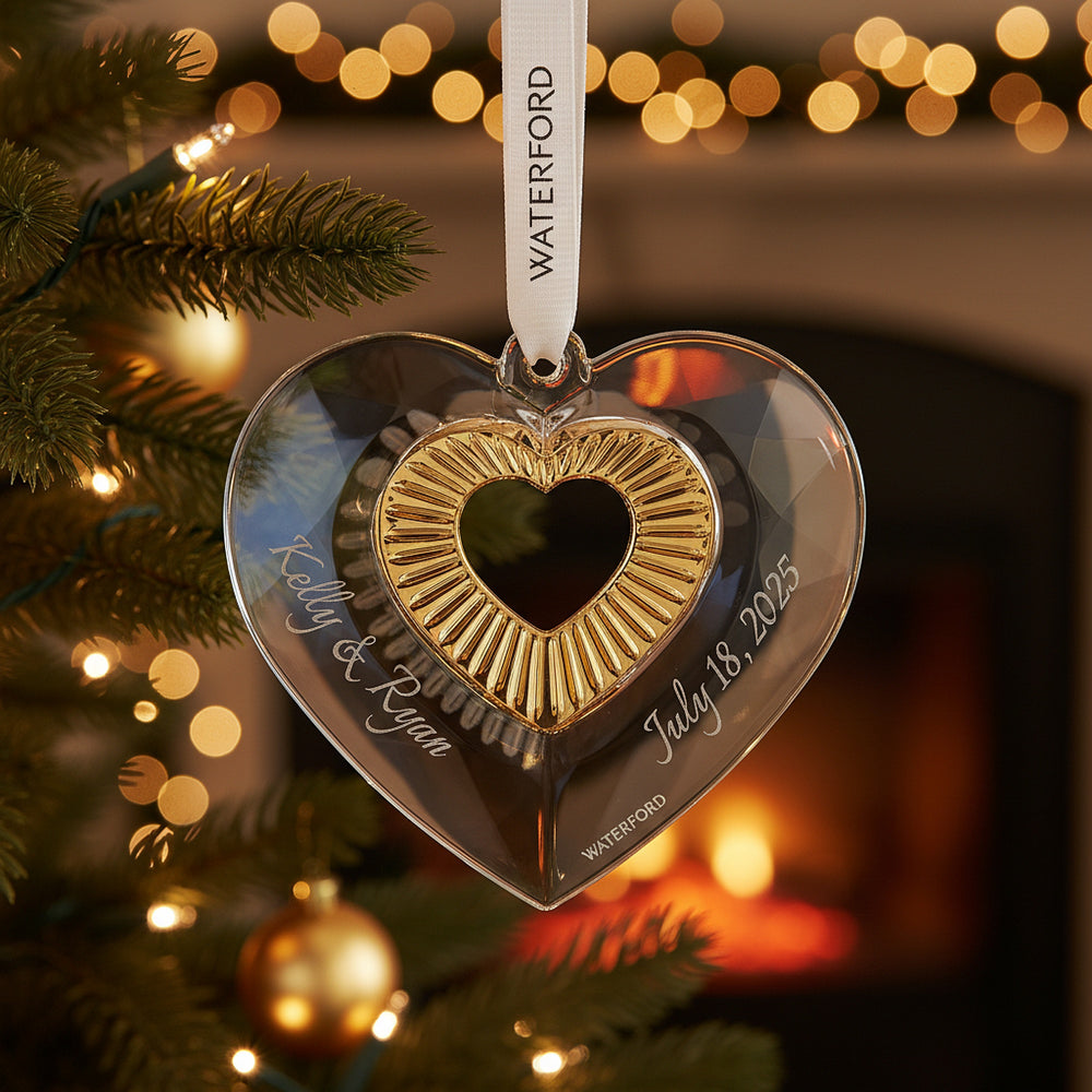 Waterford Heart Ornament with Gold, 3"