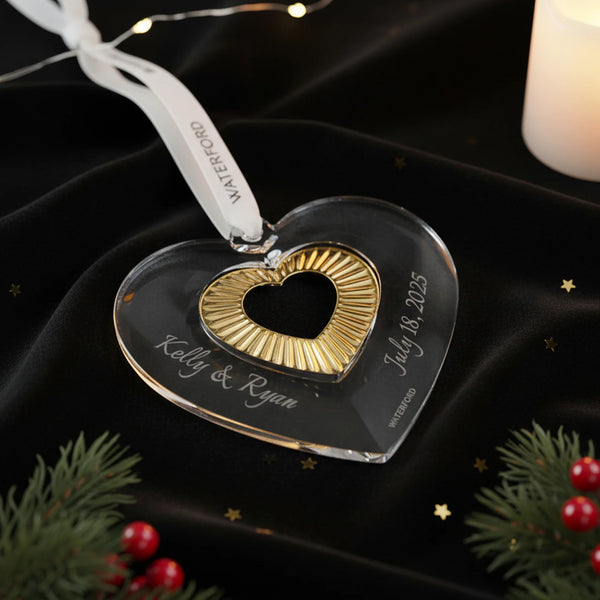 Waterford Heart Ornament with Gold