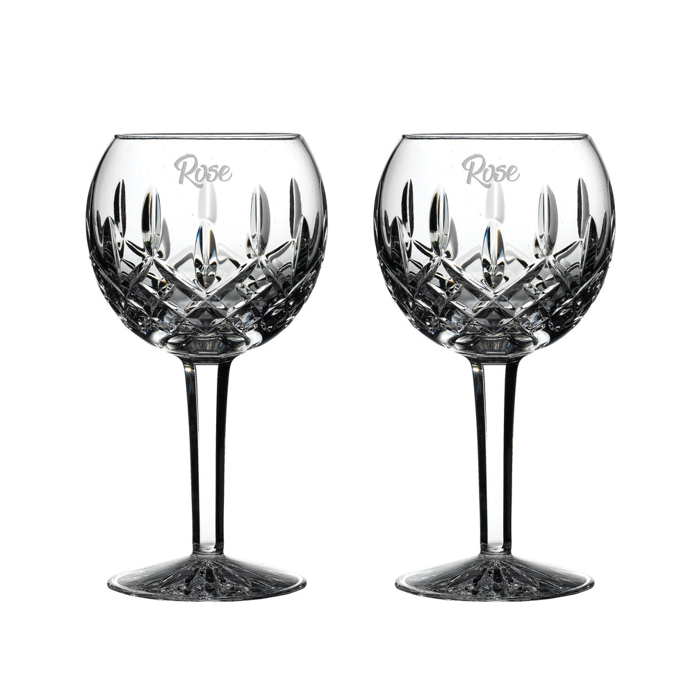 Waterford Lismore Crystal Balloon Wine Glasses, Set of 2 lifetime engraving
