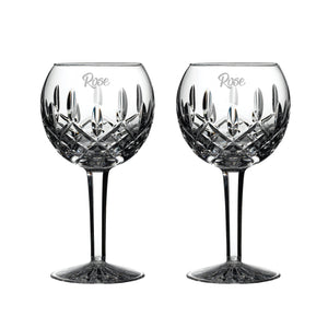 Waterford Lismore Crystal Balloon Wine Glasses, Set of 2 lifetime engraving