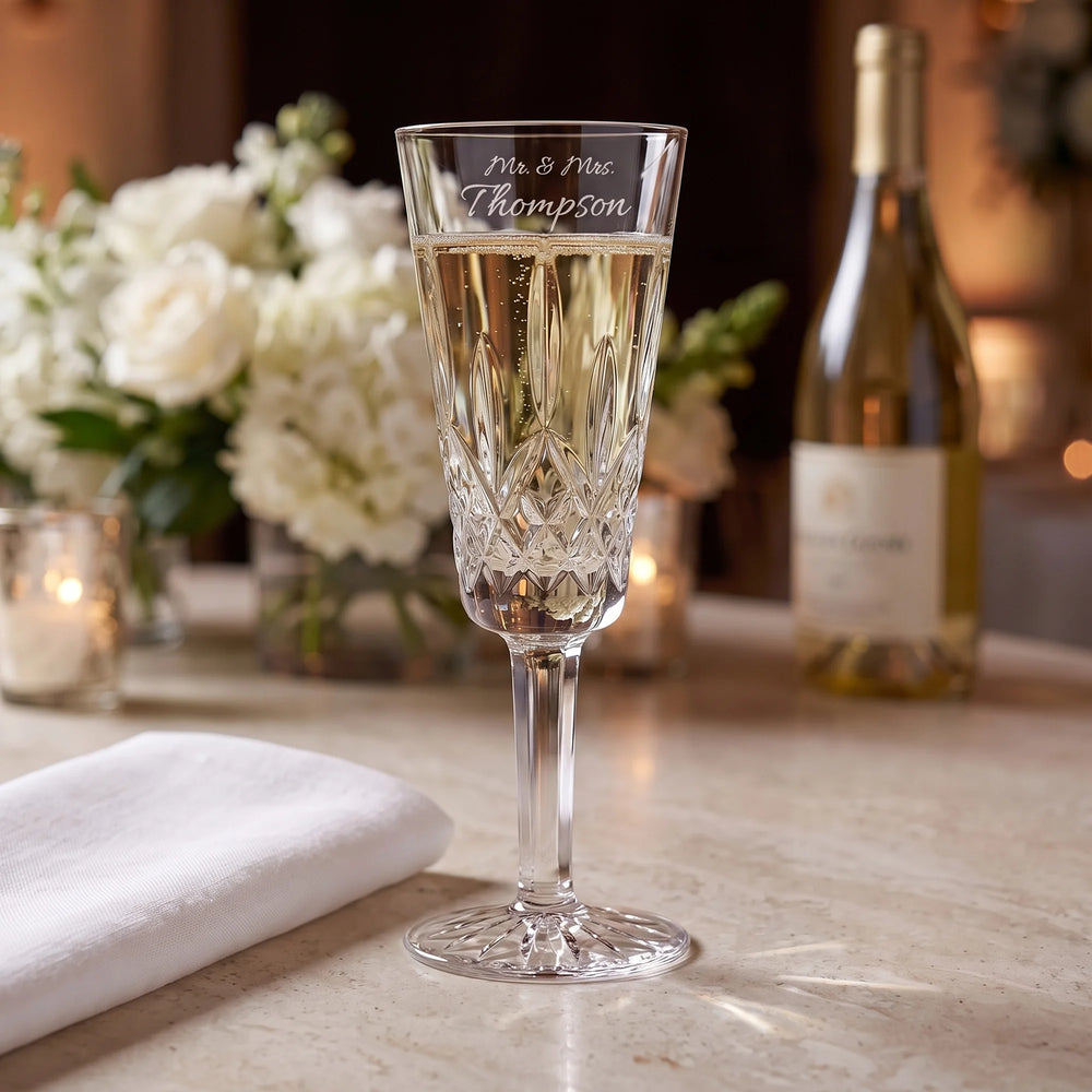 Waterford Lismore Champagne Flute, 4oz, Single lifetime engraving