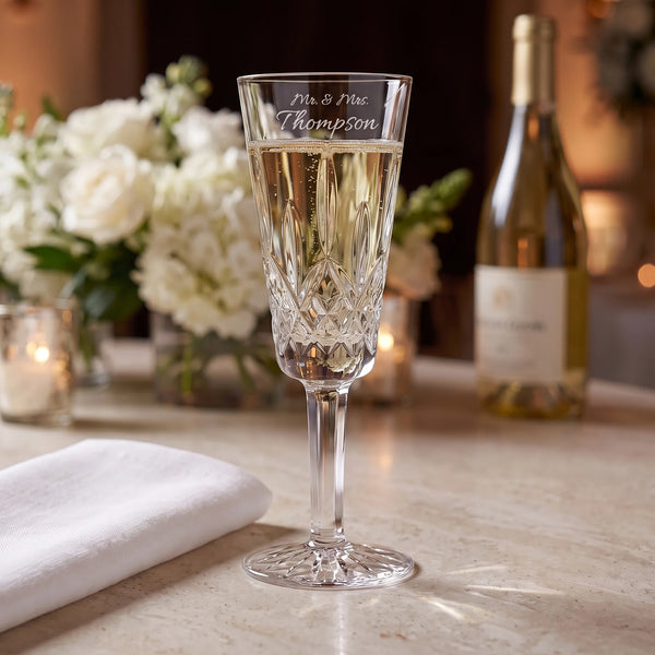 Waterford Lismore Champagne Flute, 4oz, Single lifetime engraving