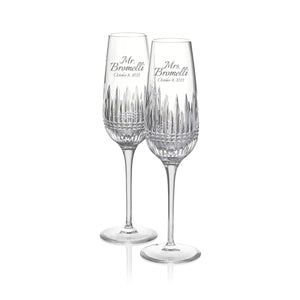 Waterford Lismore Diamond Essence Champagne Flutes, Set of 2 lifetime engraving