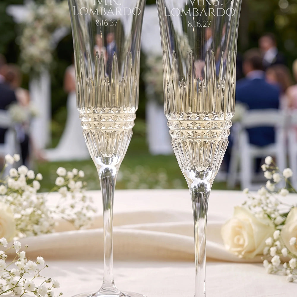 Waterford Lismore Diamond Essence Wedding Champagne Flutes, 7oz, Set of 2 lifetime engraving