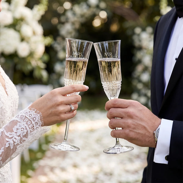 Waterford Lismore Diamond Essence Wedding Champagne Flutes, 7oz, Set of 2 lifetime engraving