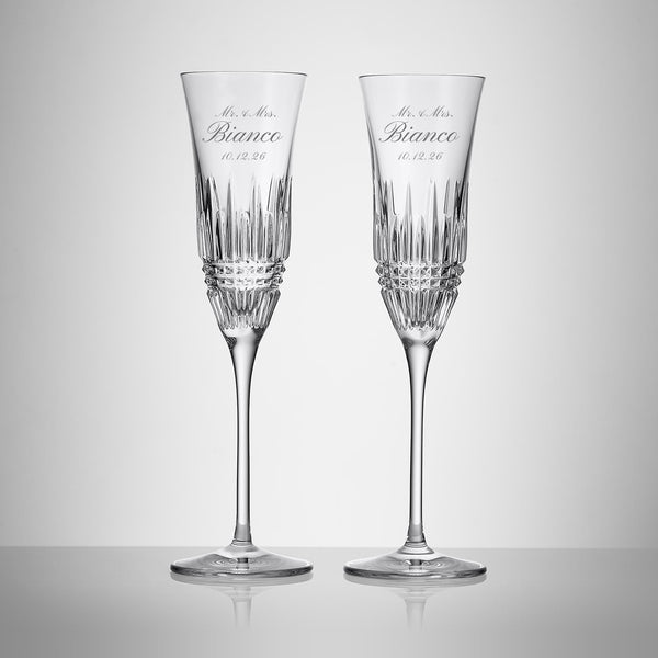 Waterford Lismore Diamond Essence Wedding Champagne Flutes, 7oz, Set of 2 lifetime engraving