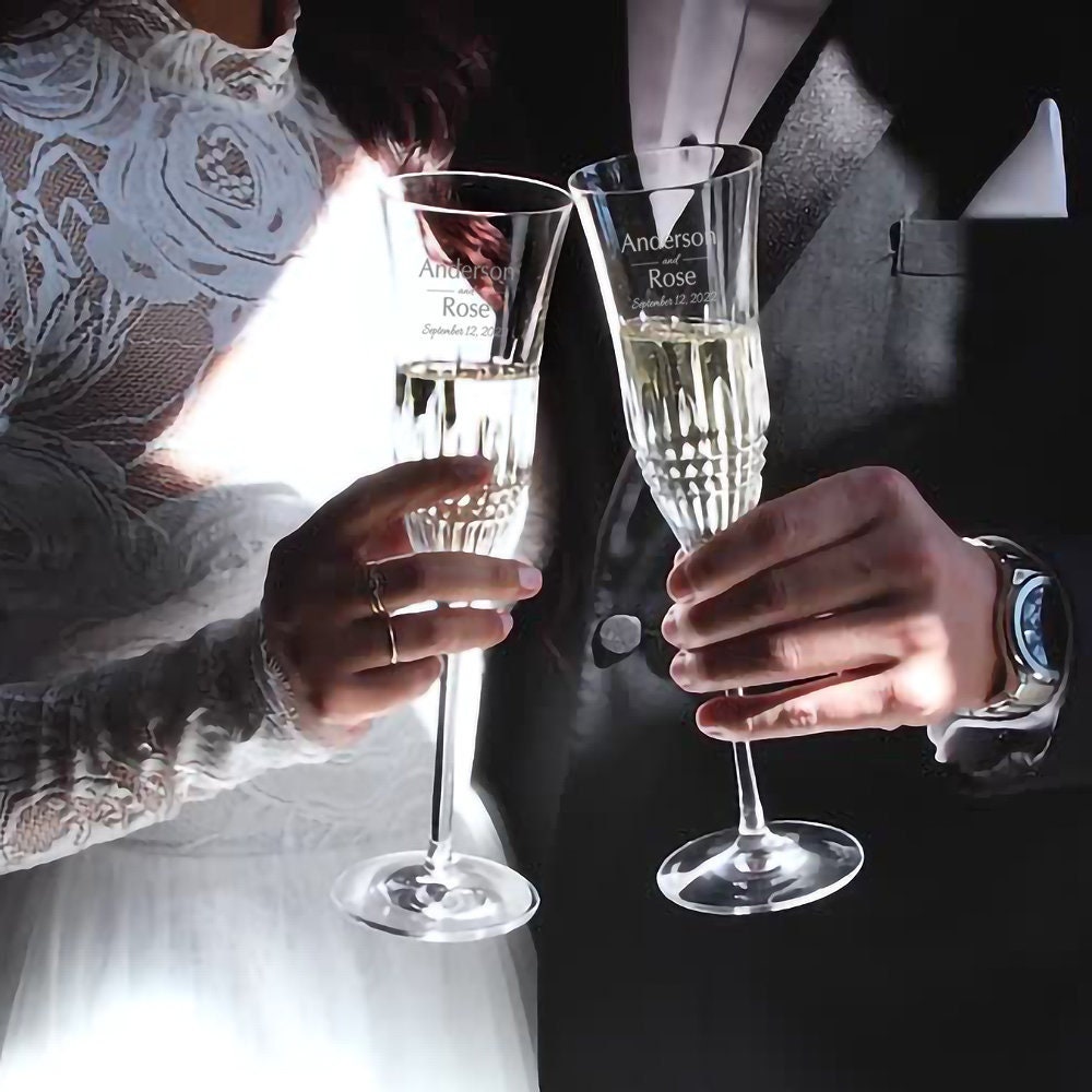 Waterford Lismore Diamond Essence Champagne Flutes, Set of 2 lifetime engraving