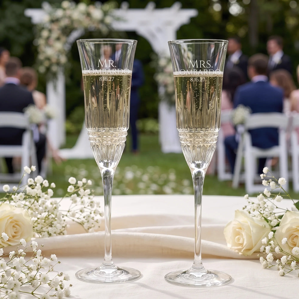 Waterford Lismore Diamond Essence Wedding Champagne Flutes, 7oz, Set of 2 lifetime engraving