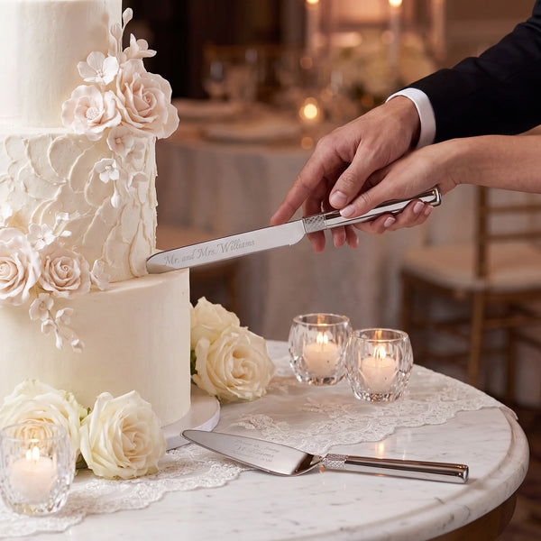 Waterford Lismore Diamond Wedding Cake Knife and Server Set lifetime engraving
