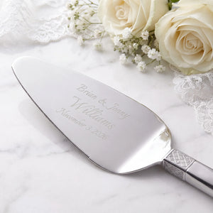 Waterford Lismore Diamond Wedding Cake Knife and Server Set lifetime engraving