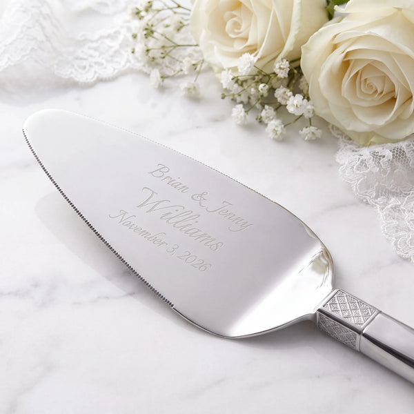 Waterford Lismore Diamond Wedding Cake Knife and Server Set lifetime engraving