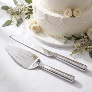 Waterford Lismore Diamond Wedding Cake Knife and Server Set lifetime engraving
