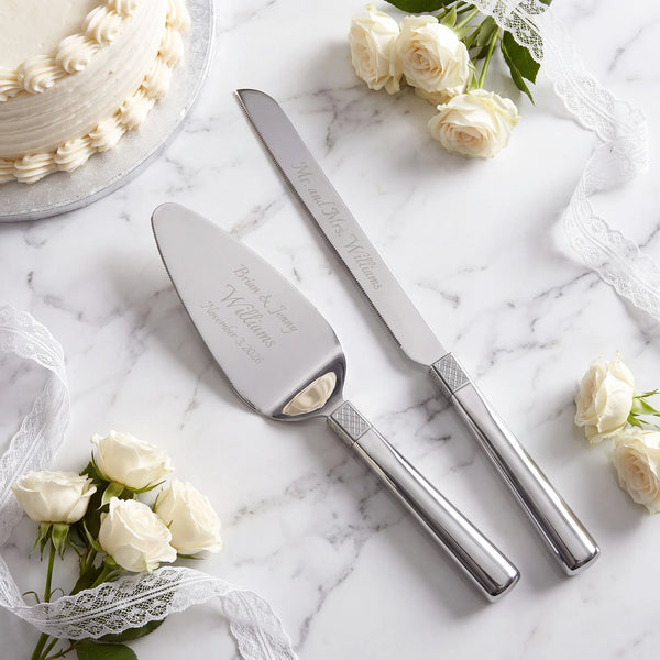 Waterford Lismore Diamond Wedding Cake Knife and Server Set lifetime engraving