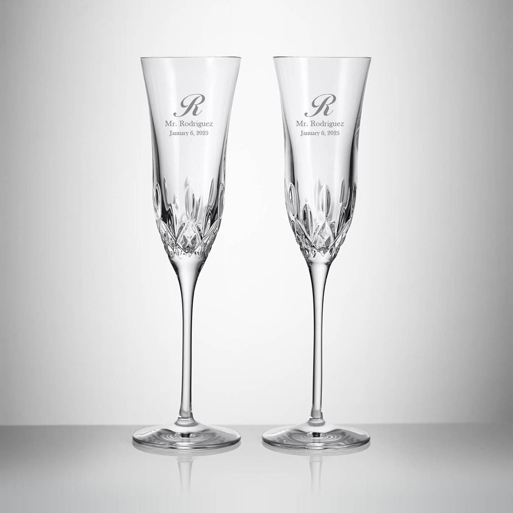 Waterford Lismore Essence Champagne Flutes, Set of 2 lifetime engraving
