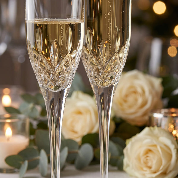 Waterford Lismore Essence Champagne Flutes, 7oz, Set of 2 lifetime engraving