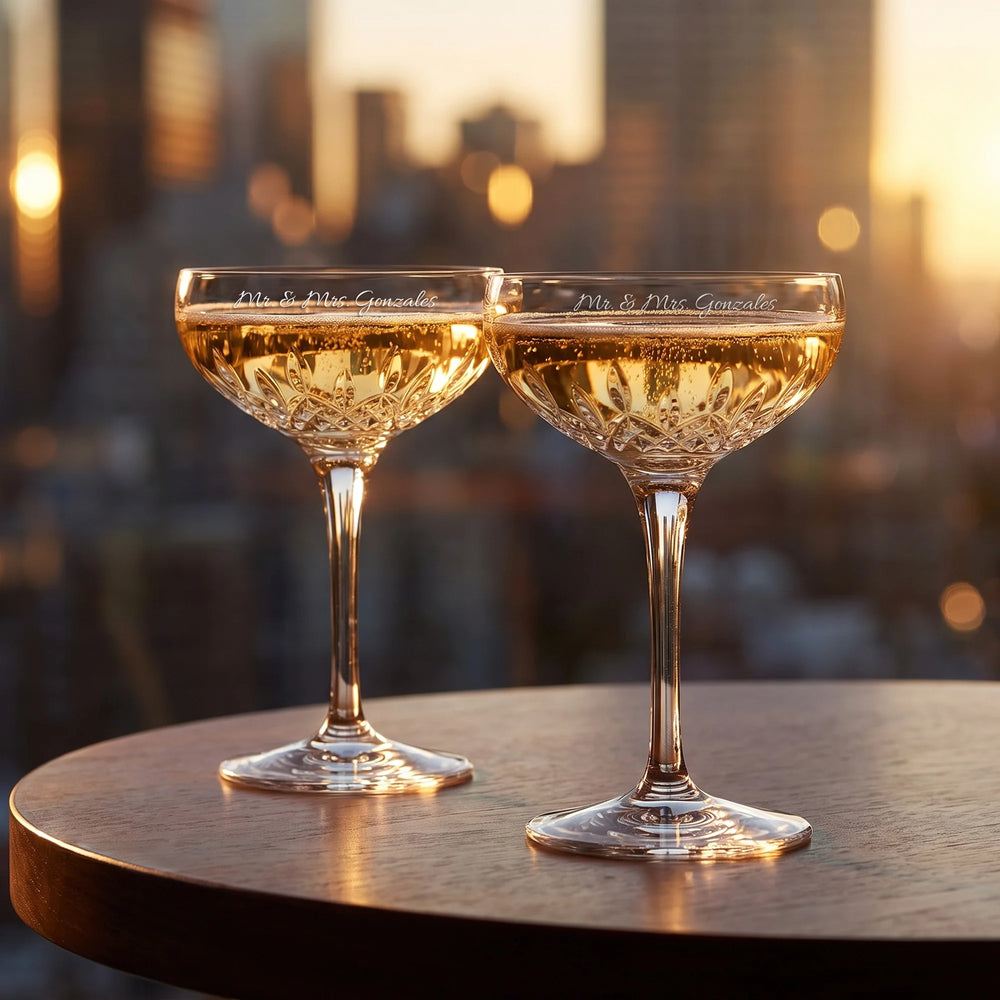 Waterford Lismore Essence Champagne Saucer Glasses, 9oz, Set of 2 lifetime engraving