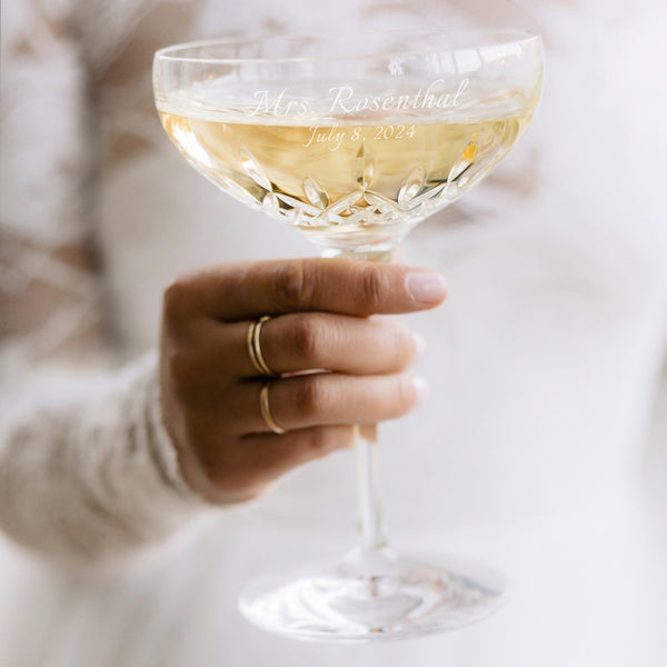 Waterford Lismore Essence Champagne Saucer Glasses, 9oz, Set of 2 lifetime engraving