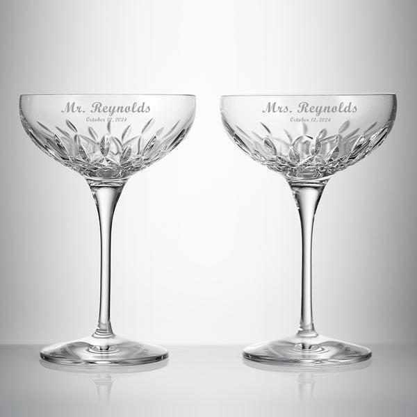 Waterford Lismore Essence Champagne Saucer Glasses, 9oz, Set of 2