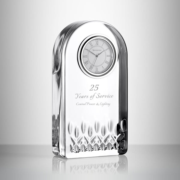 Waterford Personalized Lismore Essence Crystal Desk Clock, Custom Engraved 5.5" Battery Operated Clock for Office, Home Décor lifetime engraving