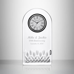 Waterford Personalized Lismore Essence Crystal Desk Clock, Custom Engraved 5.5" Battery Operated Clock for Office, Home Décor lifetime engraving
