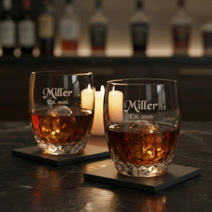 Waterford Lismore Essence Double Old Fashioned Glasses, 13oz, Set of 2 lifetime engraving