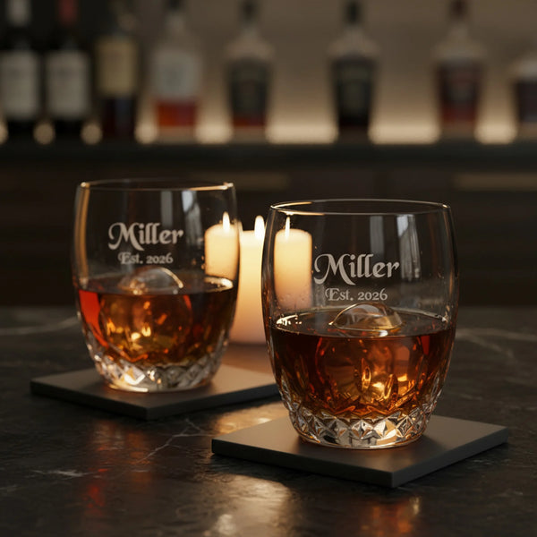 Waterford Lismore Essence Double Old Fashioned Glasses, 13oz, Set of 2 lifetime engraving