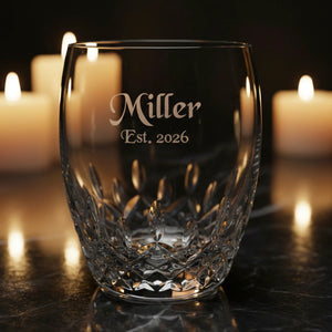 Waterford Lismore Essence Double Old Fashioned Glasses, 13oz, Set of 2 lifetime engraving