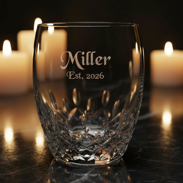 Waterford Lismore Essence Double Old Fashioned Glasses, 13oz, Set of 2 lifetime engraving