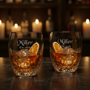 Waterford Lismore Essence Double Old Fashioned Glasses, 13oz, Set of 2 lifetime engraving