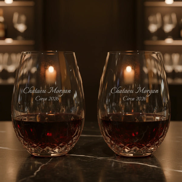 Waterford Lismore Essence Stemless Deep Red Wine Glasses, 20oz, Set of 2 lifetime engraving