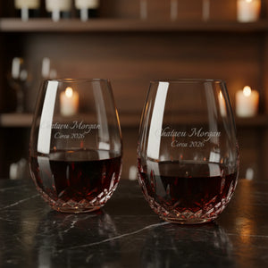 Waterford Lismore Essence Stemless Deep Red Wine Glasses, 20oz, Set of 2 lifetime engraving