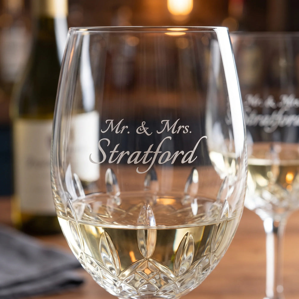 Waterford Lismore Essence White Wine Glasses, 12oz, Set of 2 lifetime engraving