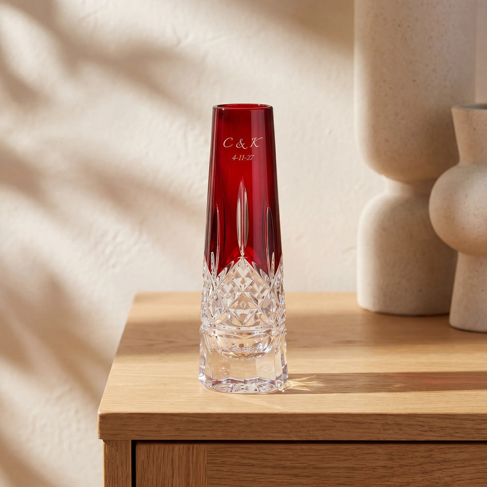 Waterford Lismore Red Bud Vase, 7"