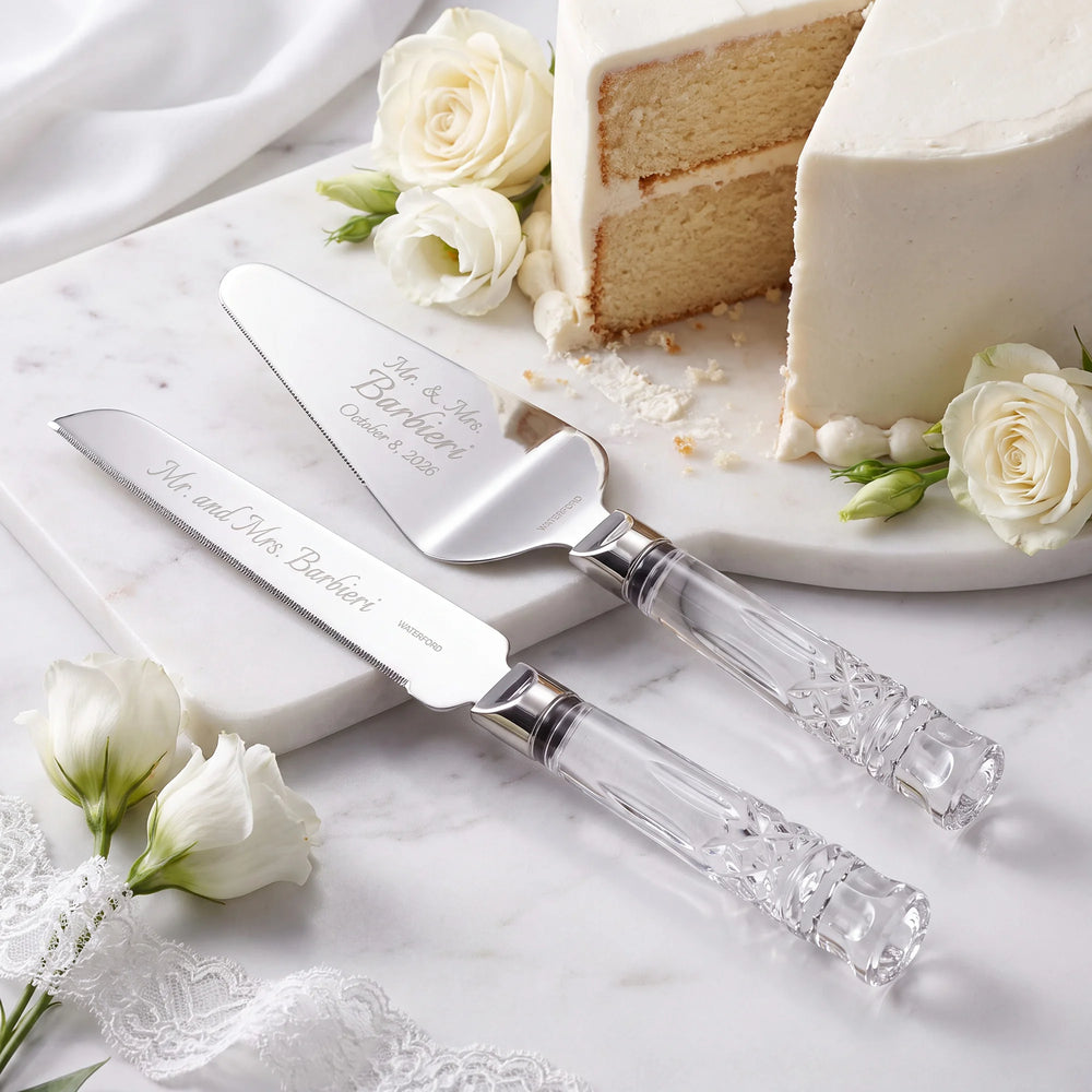 Waterford Lismore Wedding Cake Knife and Server Set lifetime engraving