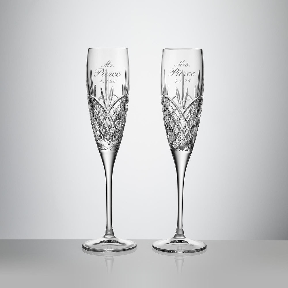 Waterford Crystal Wedding Champagne Flutes, Set of 2 lifetime engraving