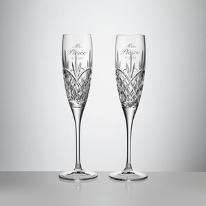 Waterford Crystal Wedding Champagne Flutes, Set of 2 lifetime engraving