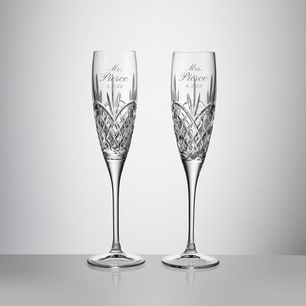 Waterford Crystal Wedding Champagne Flutes, Set of 2 lifetime engraving