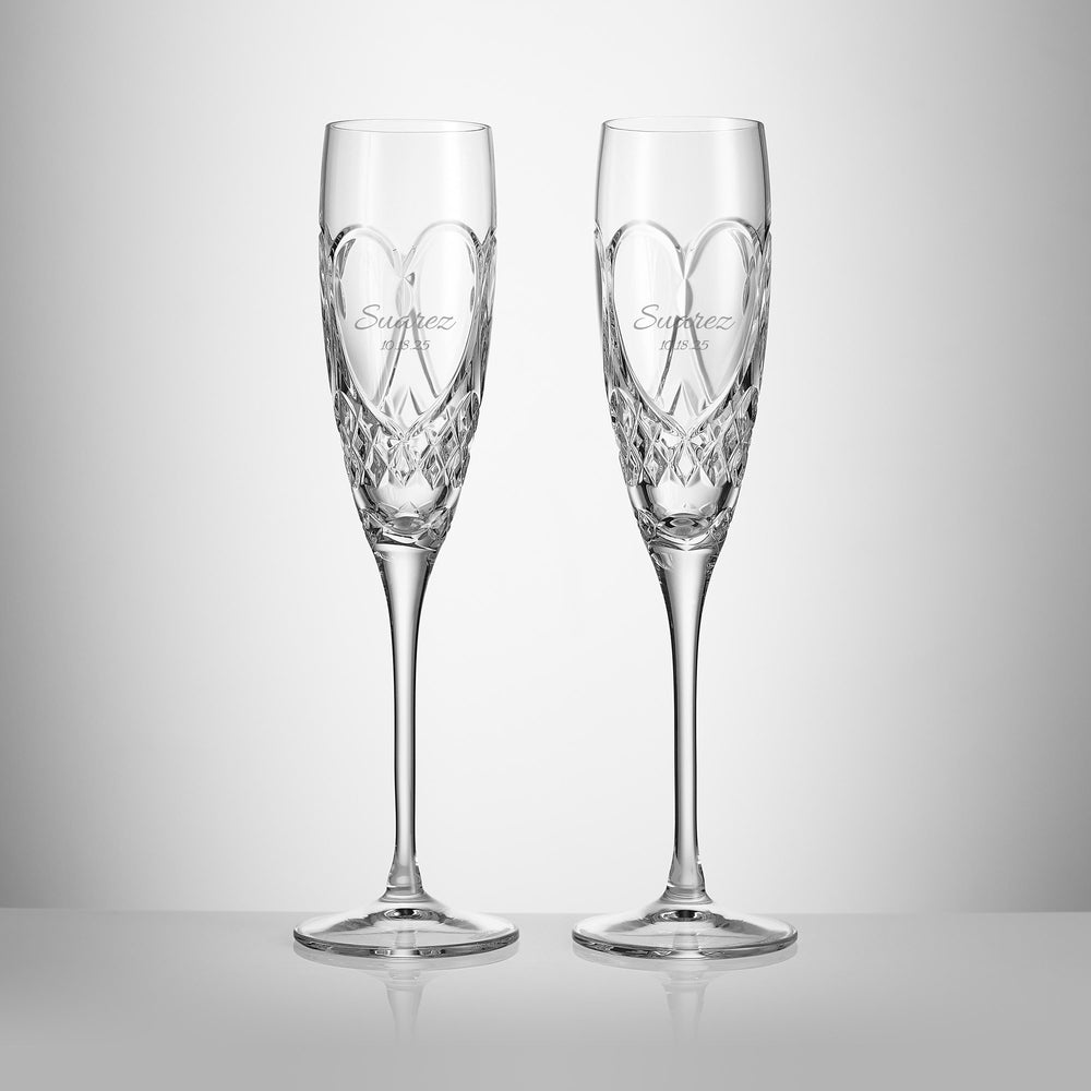 Waterford Crystal Champagne Flutes, Set of 2 lifetime engraving