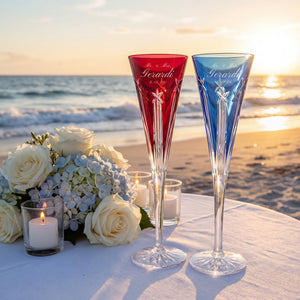 Waterford US250 Red & Blue Champagne Flutes, 5oz, Set of 2