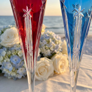 Waterford US250 Red & Blue Champagne Flutes, 5oz, Set of 2