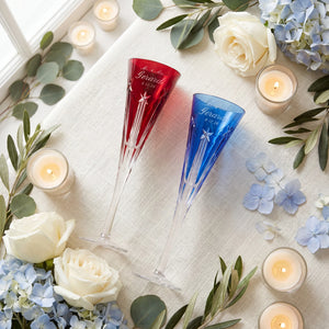 Waterford US250 Red & Blue Champagne Flutes, 5oz, Set of 2