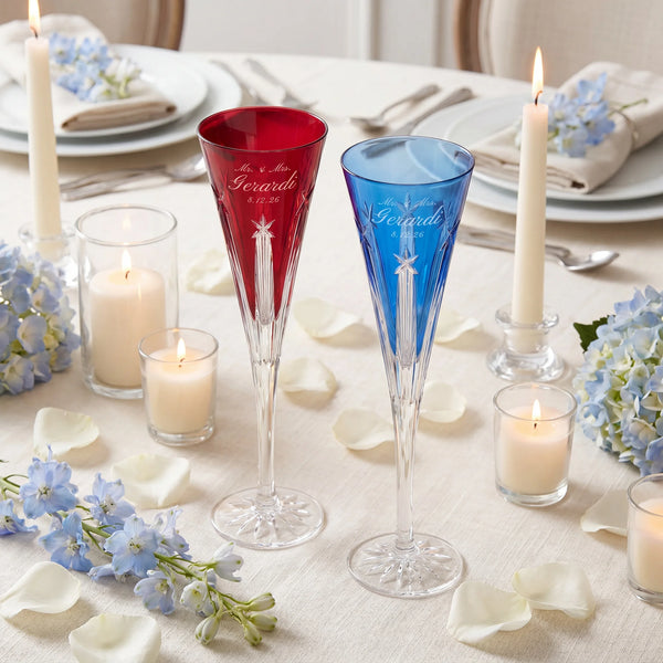 Waterford US250 Red & Blue Champagne Flutes, 5oz, Set of 2