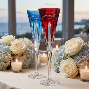 Waterford US250 Red & Blue Champagne Flutes, 5oz, Set of 2