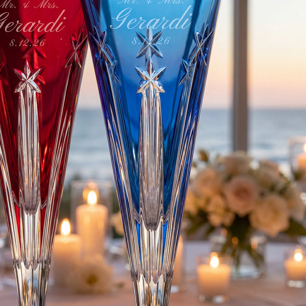 Waterford US250 Red & Blue Champagne Flutes, 5oz, Set of 2