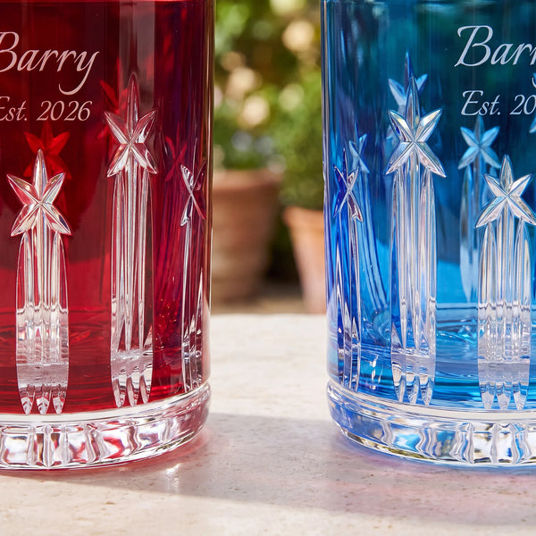 Waterford US250 Red & Blue Double Old Fashioned Glasses, 11.5oz, Set of 2 lifetime engraving