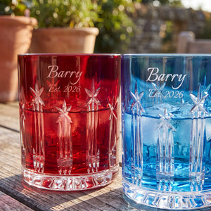 Waterford US250 Red & Blue Double Old Fashioned Glasses, 11.5oz, Set of 2 lifetime engraving