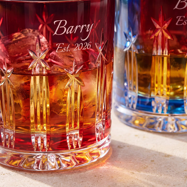 Waterford US250 Red & Blue Double Old Fashioned Glasses, 11.5oz, Set of 2 lifetime engraving